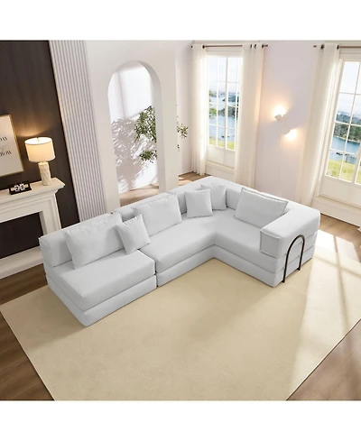 Streamdale Oversized Modular Sectional Sofa Couch Set with 6 Pillows - White