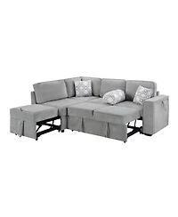 Streamdale Furniture Convertible Sectional Sofa Bed w/ Pull-Out Sleepers, Table, Usb, Storage