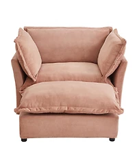 Streamdale Furniture Cozy Pink Armchair Sofa with Ottoman