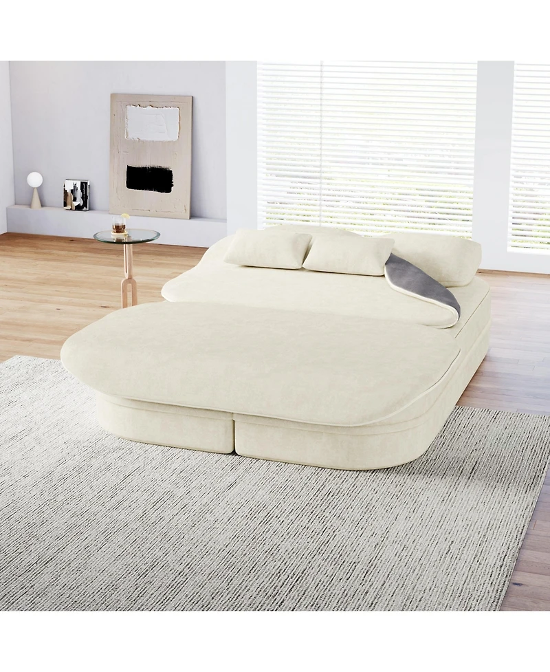 Streamdale Furniture 75" Fabric Foldable Sofa Bed with Blanket