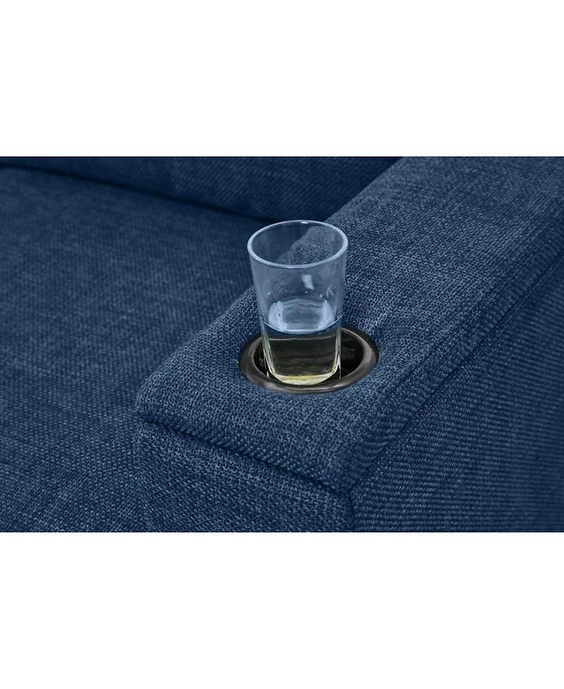 Streamdale Furniture 67.7" Modern Blue Loveseat with Cup Holder & Storage
