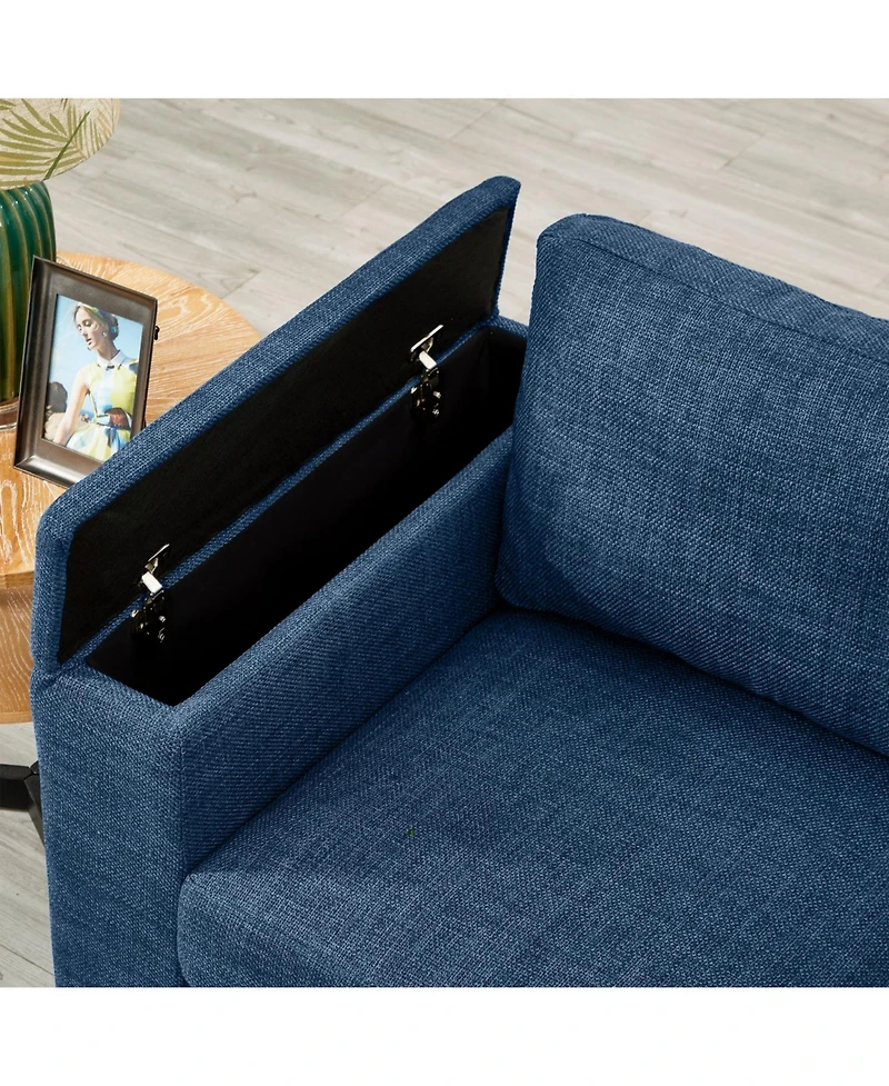 Streamdale Furniture 67.7" Modern Blue Loveseat with Cup Holder & Storage