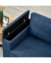 Streamdale Furniture 67.7" Modern Blue Loveseat with Cup Holder & Storage