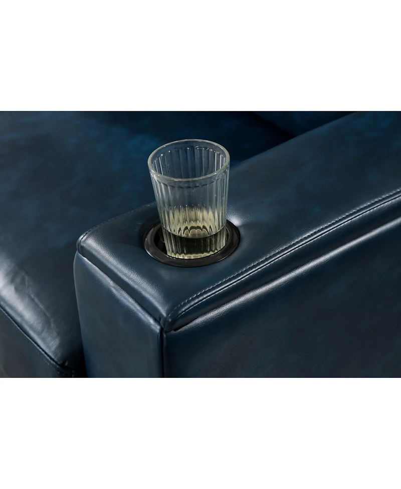 Streamdale Furniture Modern Faux Leather Loveseat with Cup Holder & Storage