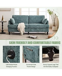 Streamdale Furniture Modern Chenille 2-Seater Sofa w/ Led, Usb & Storage