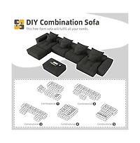 Streamdale Furniture Modern Oversized Chenille Sectional Sofa w/ 8 Pillows, Diy, Black