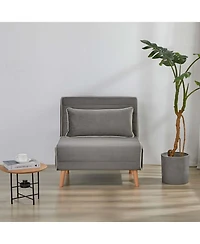 Streamdale Furniture Velvet Foldable Sleeper Chair - Adjustable Back, Converts to Bed, Includes Pillow