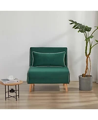 Streamdale Furniture Velvet Sleeper Chair Bed - 3-Position Backrest, Pillow Included