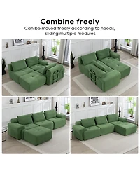 Streamdale Furniture L-Shaped Corduroy Sectional Sofa Bed - Memory Foam