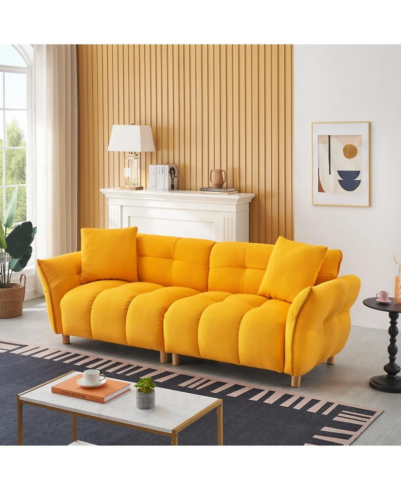 Streamdale Furniture Teddy Sofa (Yellow) w/ Pillows - Apartment/Office/Living Room