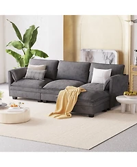 Streamdale Furniture 107.8" 3 Seater L-Shaped Sofa Couch with Ottoman & Pockets