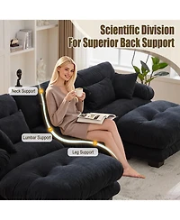 Streamdale Furniture Pelletized Velvet Cloud Couch w/ 2 Ottomans & 3 Seater Sofa