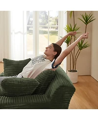 Streamdale Furniture Oversized Corduroy Chaise Lounge Sofa - Comfy Sleeper Couch