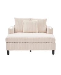 Streamdale Furniture Corduroy Oversized Recliner Sofa w/ Usb, Led