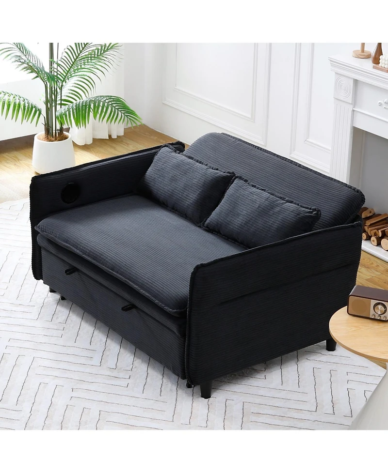 Streamdale Furniture Striped Sofa Bed - Adjustable Arms & Back - 65.74 Inch