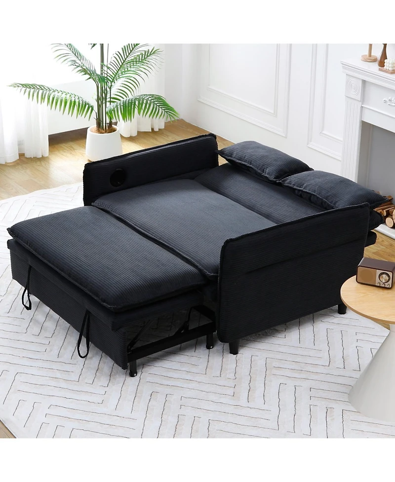 Streamdale Furniture Striped Sofa Bed - Adjustable Arms & Back - 65.74 Inch
