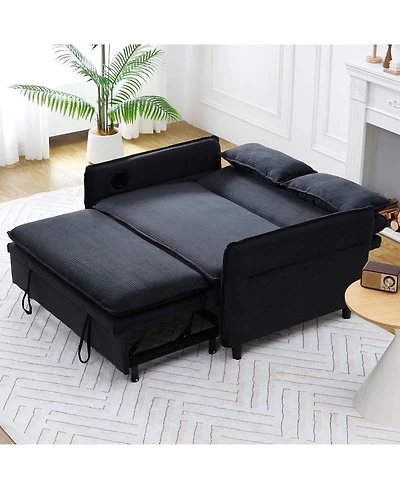 Streamdale Furniture Striped Sofa Bed - Adjustable Arms & Back - 65.74 Inch