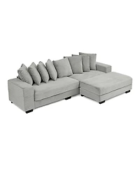 Streamdale Furniture Corduroy Tufted Sleeper Sectional Sofa, L-Shaped Modular Convertible - Gray