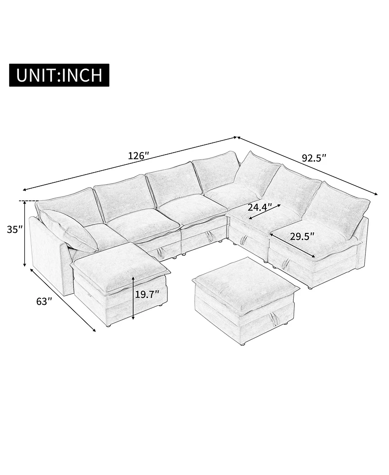 Streamdale Modular Sofa Bed with Storage & Faux Double-Layer Cushions