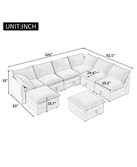 Streamdale Modular Sofa Bed with Storage & Faux Double-Layer Cushions