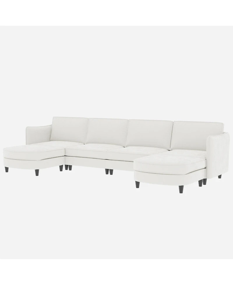 Streamdale 141.5" U-Shaped Sofa Couch with Ottoman & Pockets