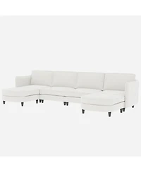 Streamdale 141.5" U-Shaped Sofa Couch with Ottoman & Pockets