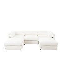 Streamdale Furniture White Chenille Sofa with Storage Ottoman
