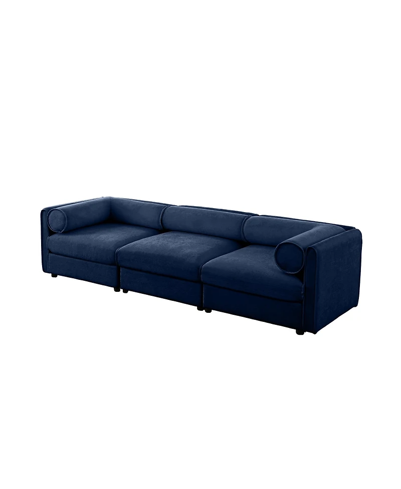 Streamdale Furniture Modular Sectional Sofa, Storage, Cylindrical Backrest, Deep Seating, Blue