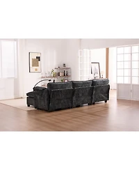Streamdale Furniture Oversized Sectional Sofa Cloud Couch w/ Ottoman, Usb & Phone Holder
