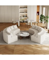 Streamdale Furniture Corduroy Curved Sectional Sofa with 12 Pillows (6 Modules