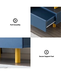 Streamdale Furniture Modern Nightstand End Table - Bedroom, Living Room, Playroom - Yellow & Blue