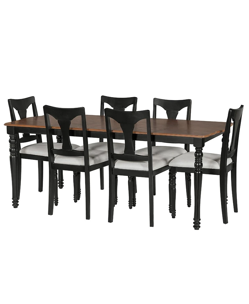 Streamdale Furniture Extendable Wood Dining Table Set with 6 Upholstered Chairs