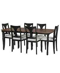 Streamdale Furniture Extendable Wood Dining Table Set with 6 Upholstered Chairs