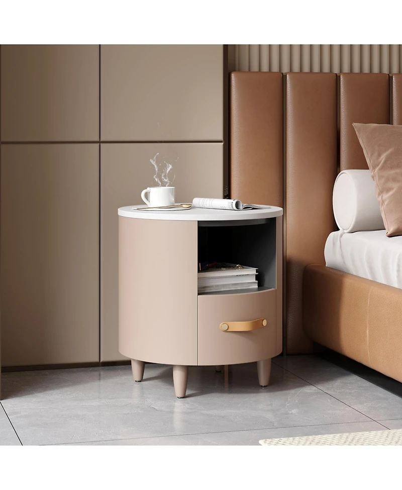 Streamdale Furniture + 1 Pc. + Wood + Drawer & Shelf + Nightstand/End Table