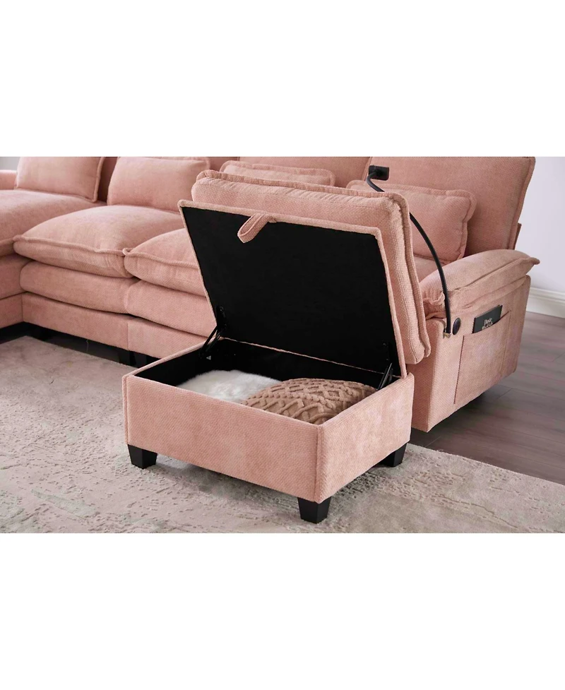 Streamdale Furniture 106" U-Shape Sectional Sofa Cloud Couch, Chenille, Ottoman & Pillows
