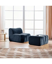 Streamdale Furniture Single Foam Sofa Chair with Footrest & Pillow