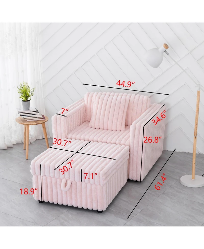 Streamdale Furniture 44.9" Pink Modular Sofa & Ottoman Set - Comfy & Stylish