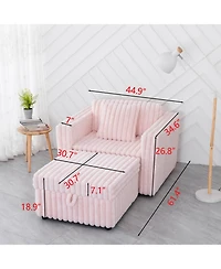 Streamdale Furniture 44.9" Pink Modular Sofa & Ottoman Set - Comfy & Stylish