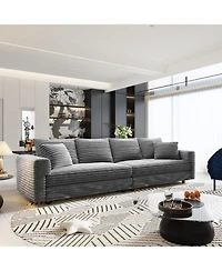 Streamdale Corduroy 4-Seat Sofa, Modern Comfy Cloud Couch with Soft Pillows, Grey