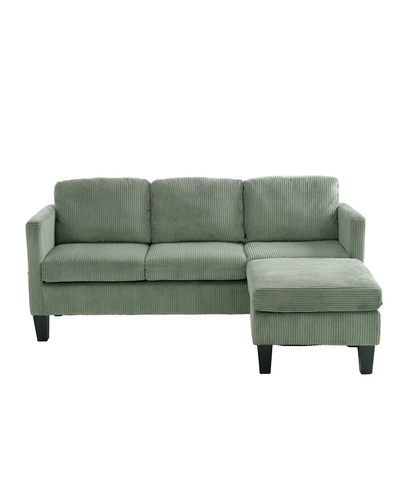 Streamdale FurnitureL-Shaped Corduroy Sofa- Modern Design, Easy Assembly - Olive Green