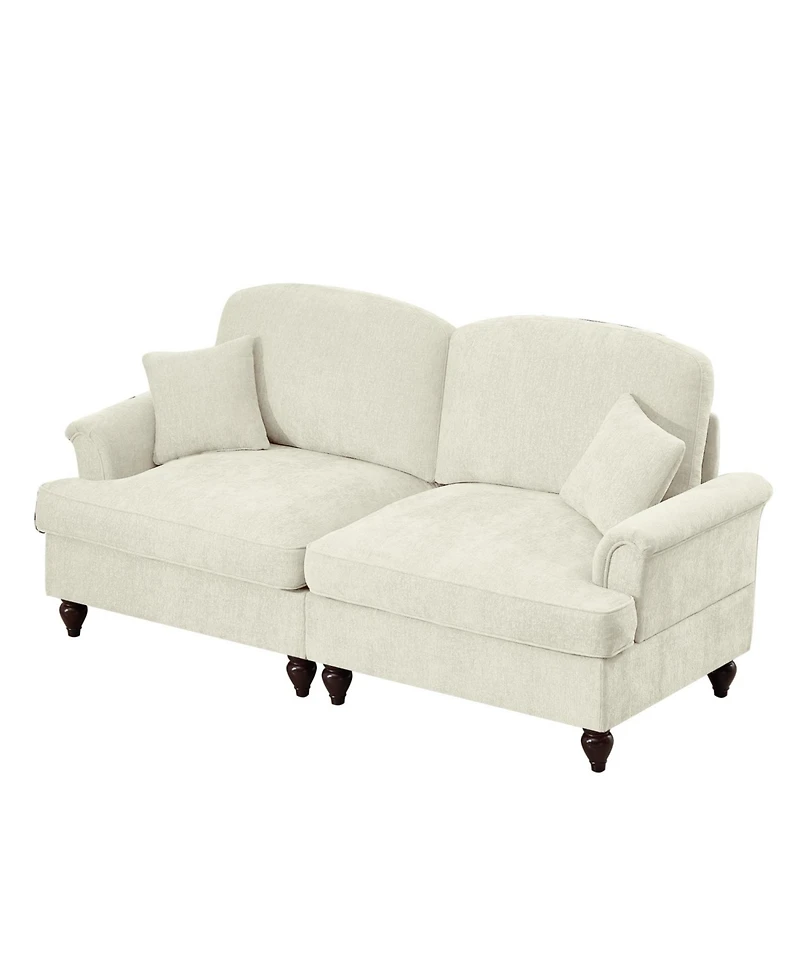 Streamdale Furniture Mid Century Chenille Loveseat Sofa with Flared Arms & Spindle Legs