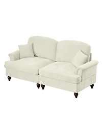 Streamdale Furniture Mid Century Chenille Loveseat Sofa with Flared Arms & Spindle Legs