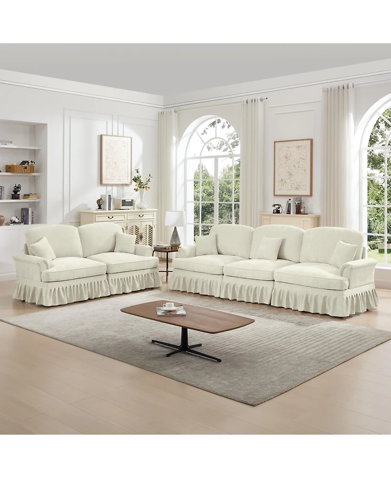 Streamdale Furniture Modular Sofa Set- Flared Arms, Removable Skirts, Spindle Legs