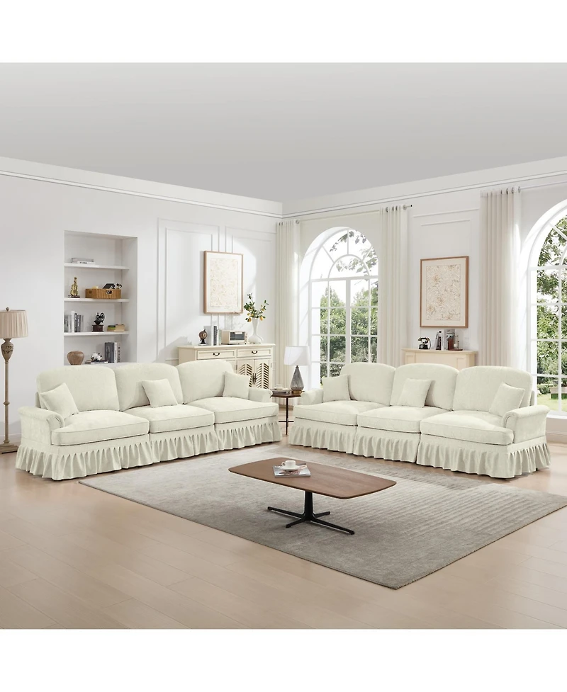 Streamdale Furniture Modular Sofa Set, Flared Arms, Removable Skirts, Beige White