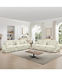 Streamdale Furniture Modular Sofa Set, Flared Arms, Removable Skirts, Beige White