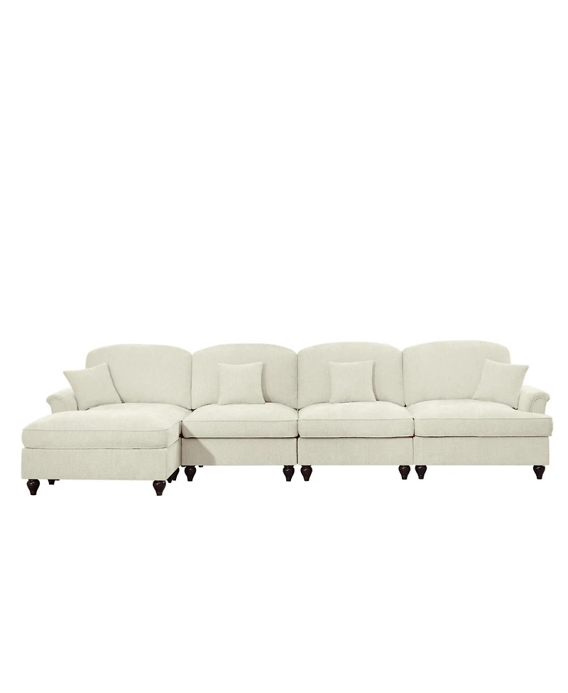 Streamdale Furniture Chenille Sectional Sofa with Ottoman & Ruffles