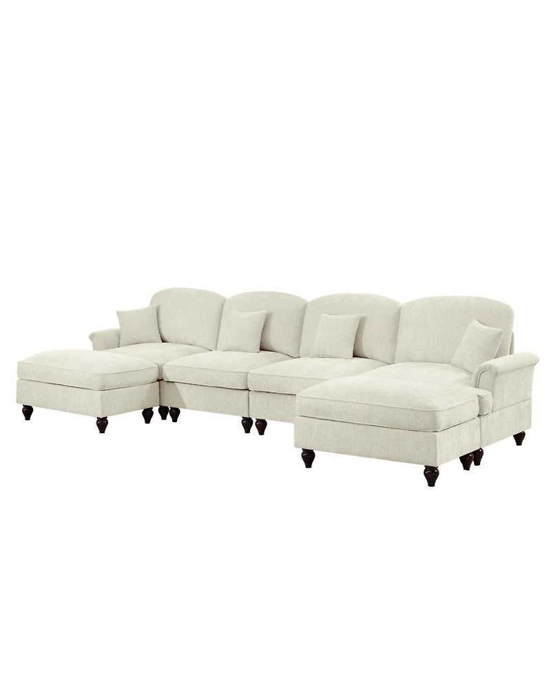 Streamdale Furniture Streamdale Classic U-Shape Sectional Sofa with Ottomans
