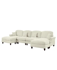 Streamdale Furniture Streamdale Classic U-Shape Sectional Sofa with Ottomans