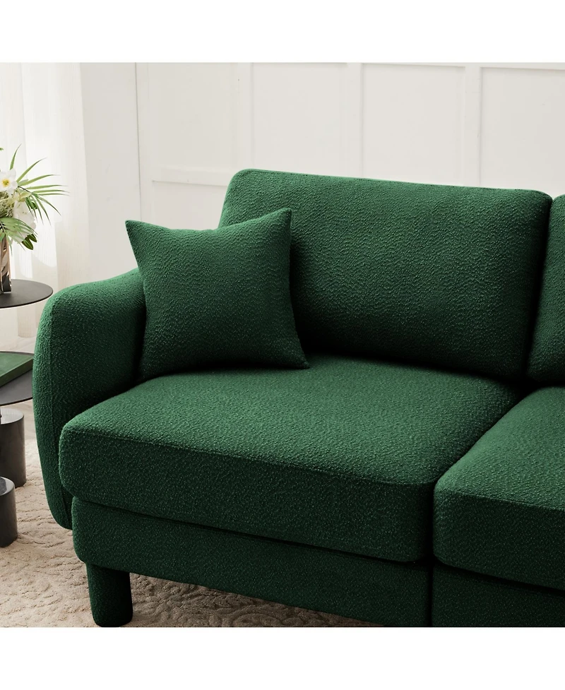 Streamdale Furniture Boucle U-Shape Sectional Sofa with Ottomans, Shell Armrests, Green