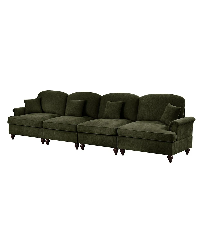 Streamdale Furniture Mid Century Green Chenille 4-Seater Sofa